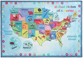 Superior Indoor Kids Rug, Washable, Non-Slip, Toddlers & Babies, Perfect for High Traffic Playroom, Kids Room or Bedroom, Map Collection, Perfect for Daycare Ivory 02 2' x 3'