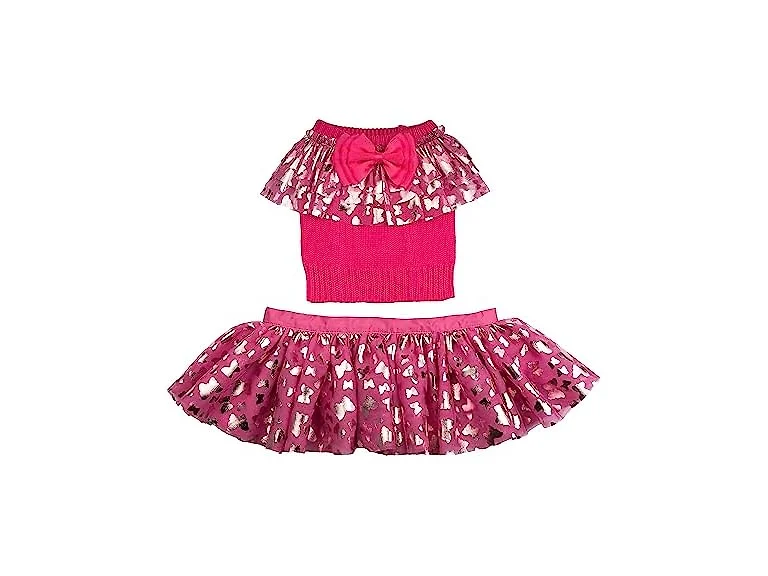 Doggy Parton Ruffle Sweater Skirt Set for Dogs - X-Small