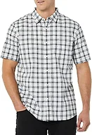 Amazon Essentials Men's Slim-Fit Short-Sleeve Poplin Shirt, Navy White Plaid, X-Large