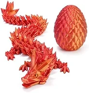 3D Printed Dragon Egg with Articulated Crystal Design – Surprise Toy for Kids, Fidget Dragon Inside, Cool Party Favors for Boys Girls Ages 4-12 (Laser Red)