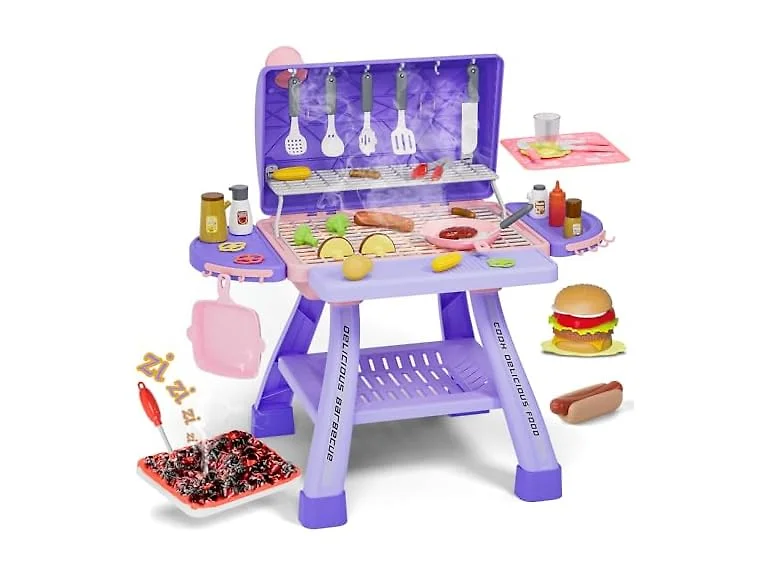 Kids BBQ Grill Playset with Smoke, Sound & Light