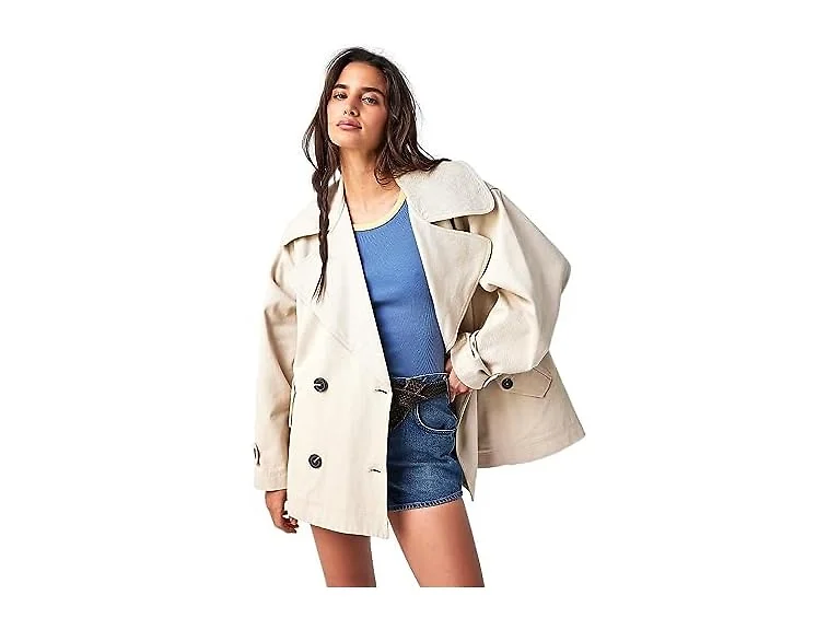 Free People Women Highlands Solid Peacoat