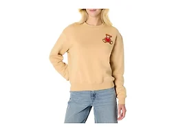 Amazon Essentials X Sofia Grainge Unisex Babies' Boxy Drop Shoulder Crewneck Sweatshirt, Light Camel Light Camel Bear Heart, Large