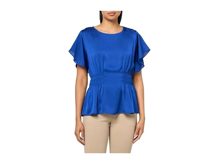Anne Klein (L) Smocked Waist Flutter SLV Blouse