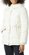 Amazon Essentials Women's Heavyweight Quilted Hooded Puffer Winter Jacket with Adjustable Waist, Ivory, Small
