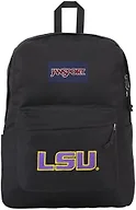 JanSport NCAA Officially Licensed Backpack, Lsu Tigers, Superbreak Plus with Padded 15'' Laptop Sleeve, Spacious Computer Bag for Men & Women, Durable Daypack with Bottle Pocket, Black