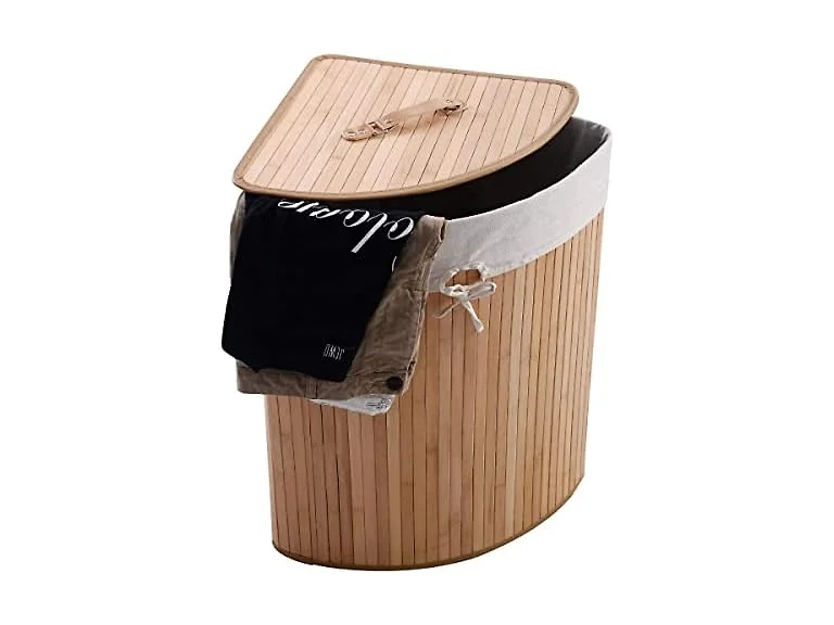 Julimoon Bamboo Laundry Hamper with Lid, Beige