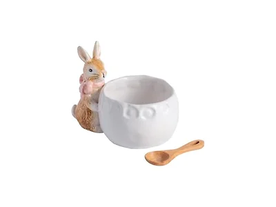 Mud Pie Easter Pink Bow Bunny Dish