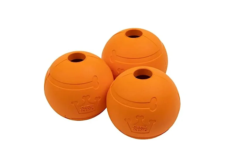 Chew King Dog 2.5 Inch Bacon Flavor Rubber Balls 3Pk