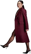 Amazon Essentials Women's Relaxed-Fit Double-Breasted Wool-Blend Longline Coat, Burgundy, X-Small