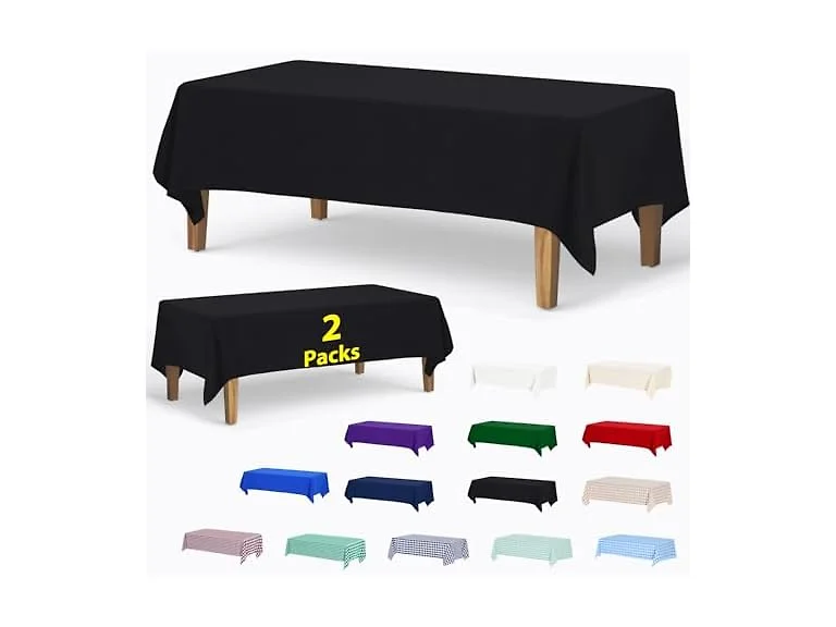ABCCANOPY 2 Pack Rectangle Polyester Tablecloth Balck