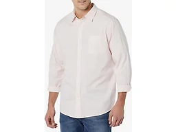 Amazon Essentials Men's Long-Sleeve Regular-Fit Stretch Poplin Shirt Shirt, -Pink, Large