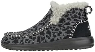 Hey Dude Womens Shoes, Denny Leopard, Black/Leopard, 43