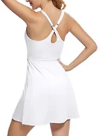 GGOV Tennis Dress for Women Athletic Golf Dress with Shorts and Pockets Backless Workout Dress with Adjustable Straps White