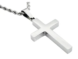 Blackjack Jewelry S-BJP184W Polished Stainless Steel Cross Necklace Silver 