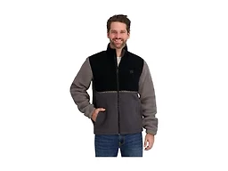 Billabong Mens Full Zip Mock Neck Sherpa Jacket, Black, M
