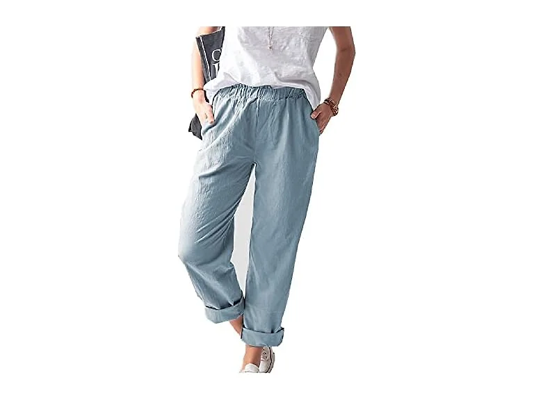 Wrolem Women (S) Straight Pants Elastic Pants