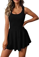 Gyiefcg Womens Sleeveless 2-in-1 Athletic Tennis Golf Dress Underneath Workout Active Dresses with Built-in Shorts Black