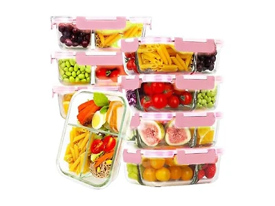 HOMBERKING 8 Pack 3 Compartment 36oz Containers