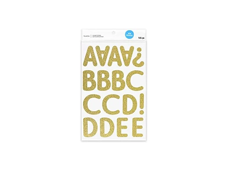 Recollections Gold Glitter Rounded Font Alphabet Stickers