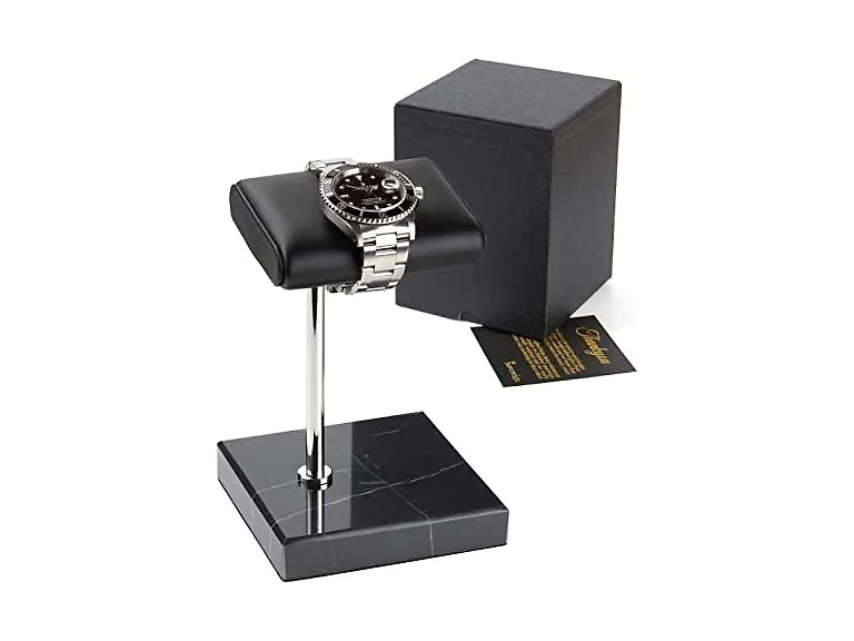 Leather & Marble Watch Display Stand, Black