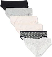 Amazon Essentials Women's Cotton Breathable Hipster Panty Knickers (Available in Plus Size), Pack of 6, Multicolor/Ditsy Floral/Dots, Large