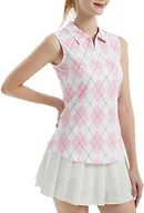 FKEEP Womens Soft Athletic-Polo-Shirts, 09 Pink Checkered, Medium US
