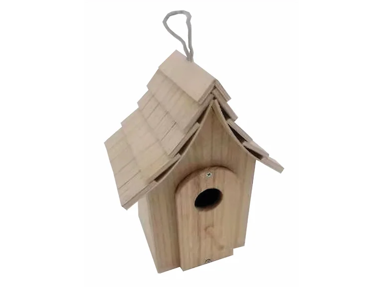 9" Cottage Bird House - Natural Wood