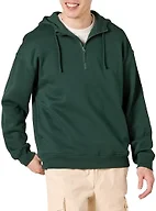 Amazon Essentials Men's Quarter-Zip Oversized-Fit Hoodie Sweatshirt, Dark Green, X-Small