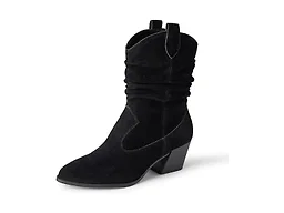 Amazon Essentials Women's Mid Calf Western Fashion Boots with Side Zip, Black, 6
