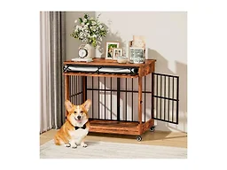 HugCoz 7001 32 Dog Crate Furniture, Double Door Wooden 