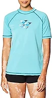Kanu Surf Women's Marina Upf 50 Short Sleeved Active Rashguard & Workout Top, Gillian Aqua, Large