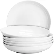 Anveena 8-inch Ceramic Dinner Plate Set, White Salad Plate 6-piece Set