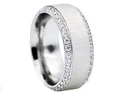 Blackjack Jewelry S-BJR72W-9 9 Stainless Steel Double Row CZ Ring Silver