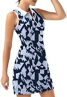 FKEEP Women's Golf Tennis Dress Sport Activewear Zipper V-Neck with Shorts and Pocket Workout Athletic (Black Squares, L)