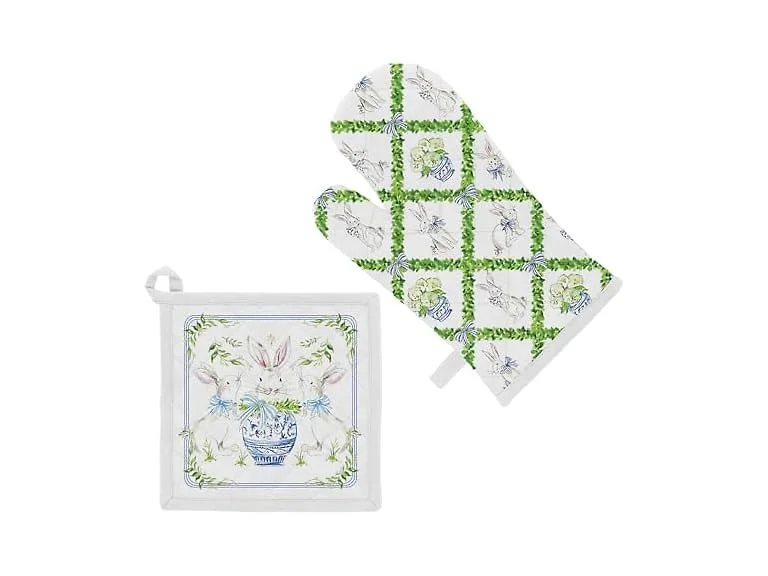 Boston International Cotton Oven Mitt Boxwood Bunny