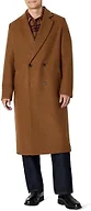 Amazon Essentials Men's Relaxed-Fit Double Breasted Wool Blend Longline Topcoat, Caramel Heather, Large