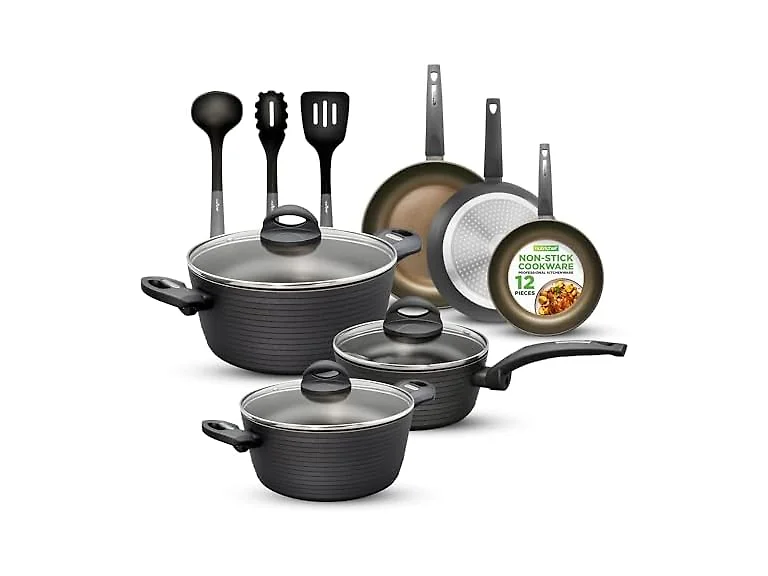 NutriChef Metallic Ridge Line Nonstick Cooking Set