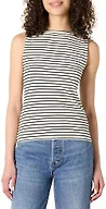 Amazon Essentials Women's Slim Fit Layering Tank, Eggshell White Black French Stripe, XX-Small