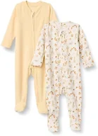 Amazon Essentials x Sofia Grainge Unisex Babies' Cotton Footed Sleep and Play One-piece Bodysuit, Pack of 2, Pale Yellow/Squirrel Picnic, 0-3 Months