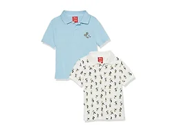 Amazon Essentials Disney | Marvel | Star Wars Boys' Short-Sleeve Pique Polo Shirts, Pack of 2, Mickey Peace, Small