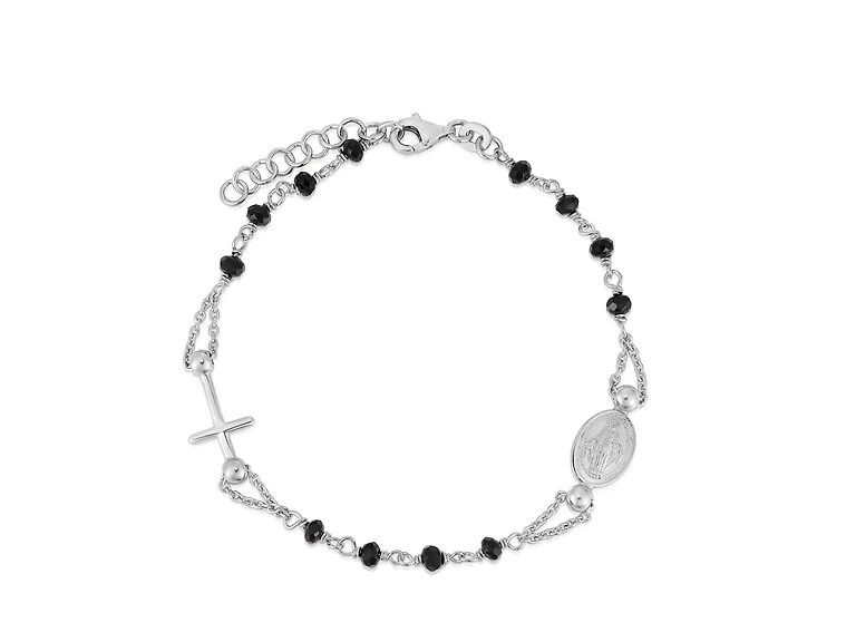 Italian Silver Crystal Rosary Bracelet