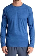 Gaiam Men’s Everyday Basic Long Sleeve Crewneck Top, Standard Fit, Stretch Midweight Material, True Navy Heather, Small