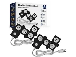 Flexible Power Strip 2-Pack with USB-C & USB-A, Bendable Space-Saving Power Strips Black