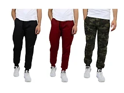 BLUE ICE WC-----(Men's 3Pack) - JWH/MFP-500 - BBW - S Small 3PK Mens Fleece-Lined Classic Joggers Black - Burgundy - Woodland