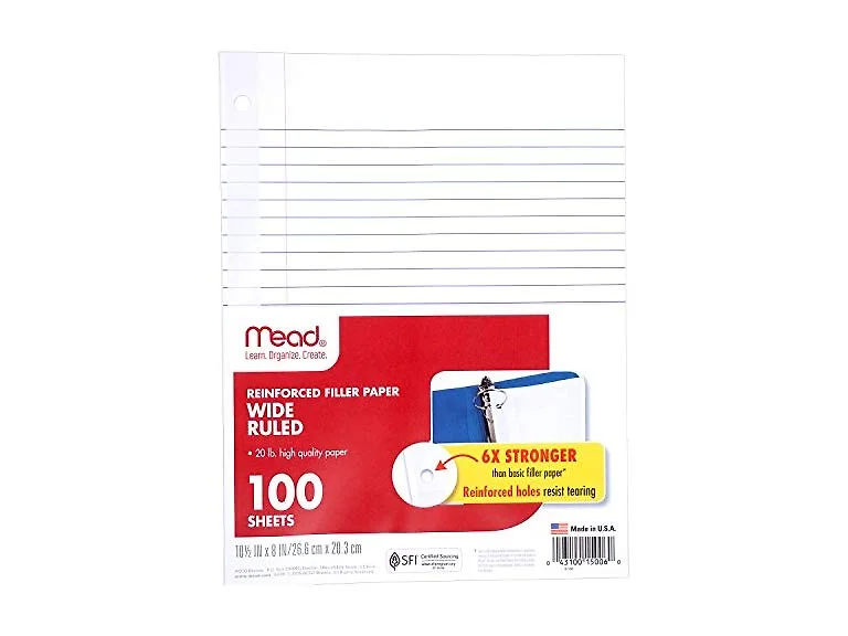Mead Loose Leaf Paper, Wide Ruled Filler