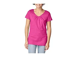 Hanes Women's Shirts, Slub Cotton Shirred V-Neck Tee, Cotton T-Shirts for Women, Women’s Tee Shirts
