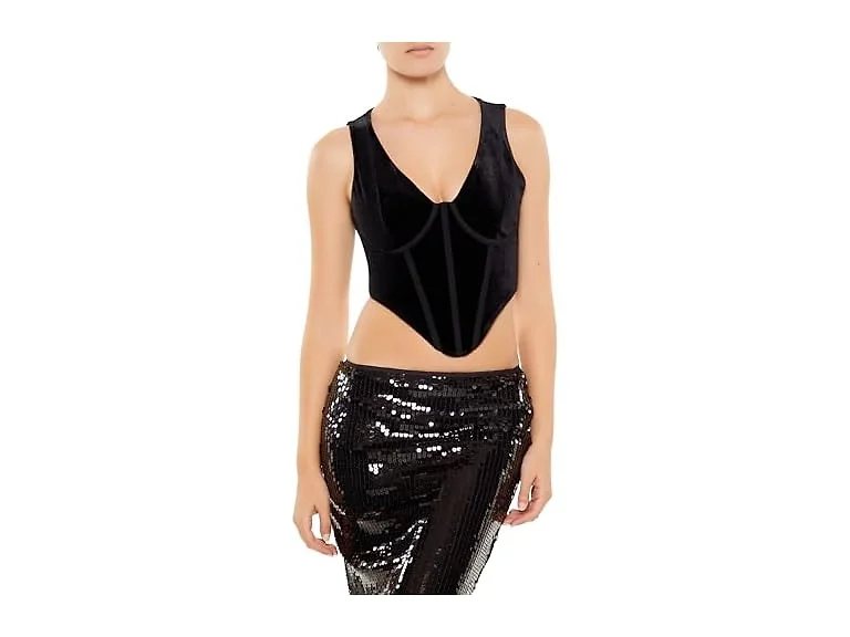 Forever 21 Women (XS) Velvet Bustier Cropped Top