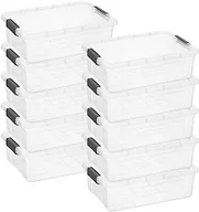Superio Clear Storage Box with Lid, 22.5 Quart Plastic Container Bins for Organizing, Stackable Crates, BPA Free, Non Toxic, Odor Free, Organizers for Home, Office, School, and Dorm, 10 Pack