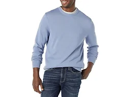 Amazon Essentials Men's Cable Knit Long-Sleeve Crewneck Sweater, 100% Cotton, Big & Tall Options Available, Dusty Blue, Medium